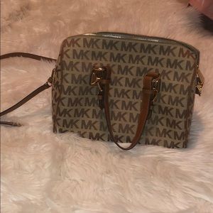 Brown Monogram Cloth Michael Kors Satchel